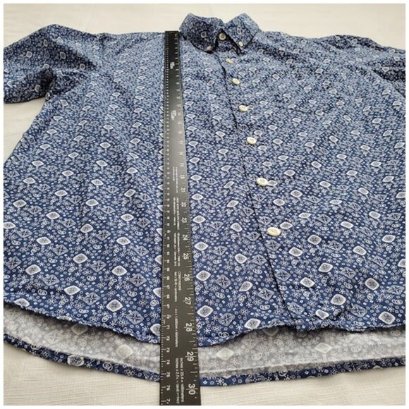Kennington Blue Bandana Print Short Sleeve Button-Down Cotton Camp Shirt Size XL - Picture 7 of 7